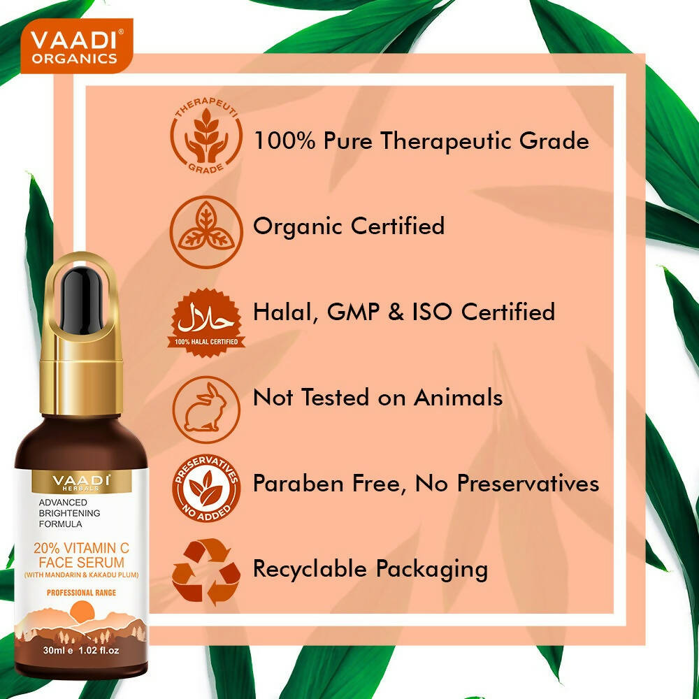 Vaadi Herbals 20% Vitamin C Face Serum With Advanced Brightening Formula  Grab2Buy Vaadi Herbals Grab2Buy