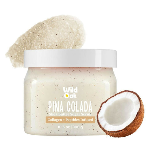 Wild Oak Pina Colada Shea Butter Sugar Scrub with Vegan Collagen & Peptides For Tan Removal & Smooth Skin  Grab2Buy Wild Oak Grab2Buy