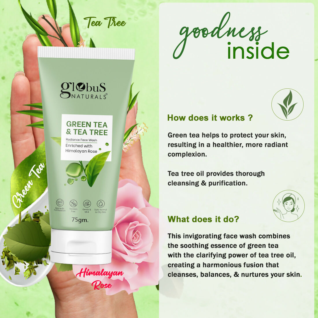 Globus Naturals Green Tea & Tea Tree Face Wash 