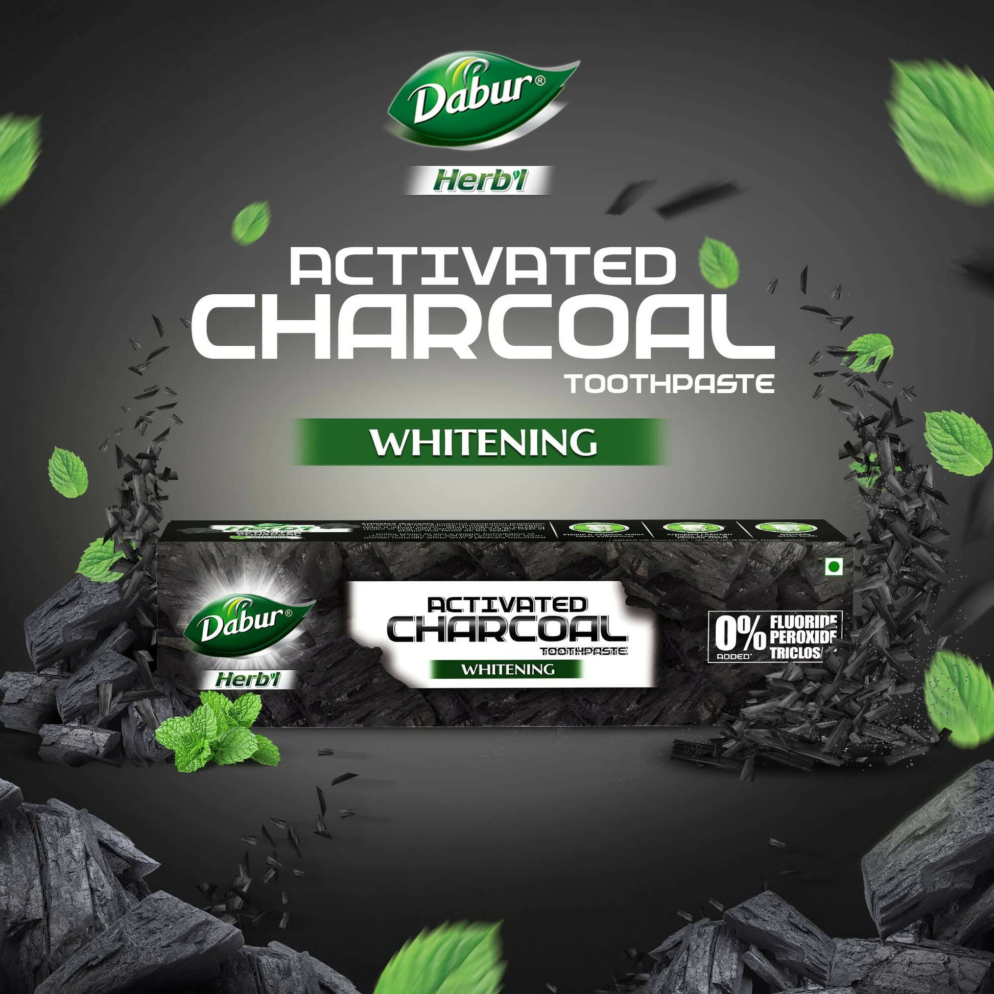 Dabur Herb'l Activated Charcoal & Mint Whitening Toothpaste 