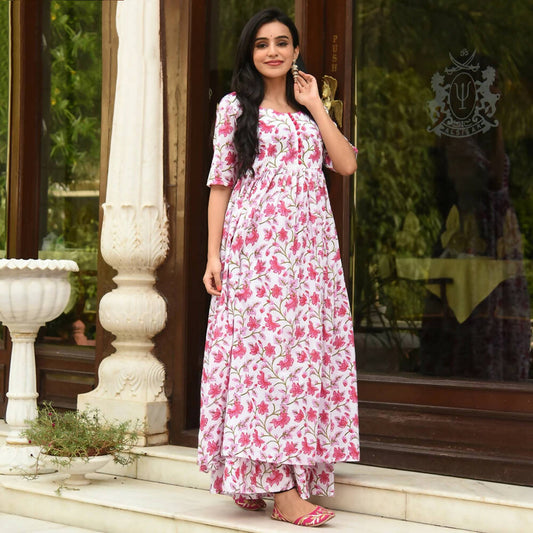 PartyWear Designer White And Pink Pure Maslin Plazzo Suit - Anbazaar - Grab2buy