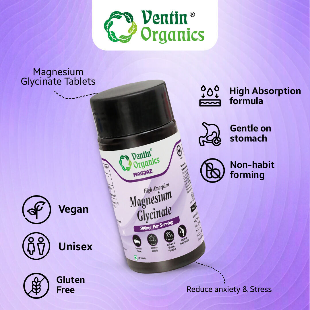 Ventin Organics Magjaz Magnesium Glycinate Tablets  Grab2Buy Ventin Organics Grab2Buy