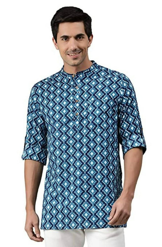 Janasya Men's Blue Cotton Kurta