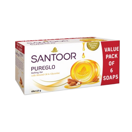 Santoor PureGlo Glycerine Soap with Almond Oil And Glycerine  Grab2Buy Santoor Grab2Buy
