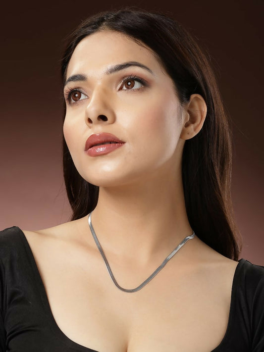 NVR Women's Silver-Toned German Silver Oxidised Chain - Grab2buy