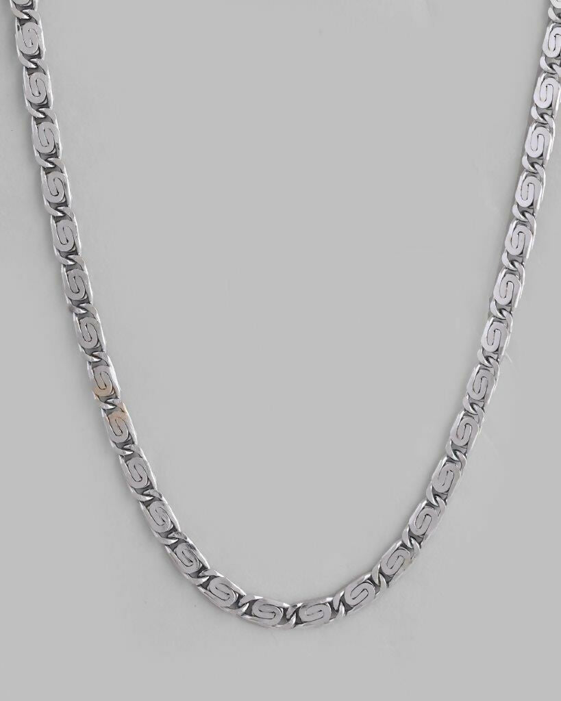 VOJ Men Silver Plated Stainless Steel Chain 