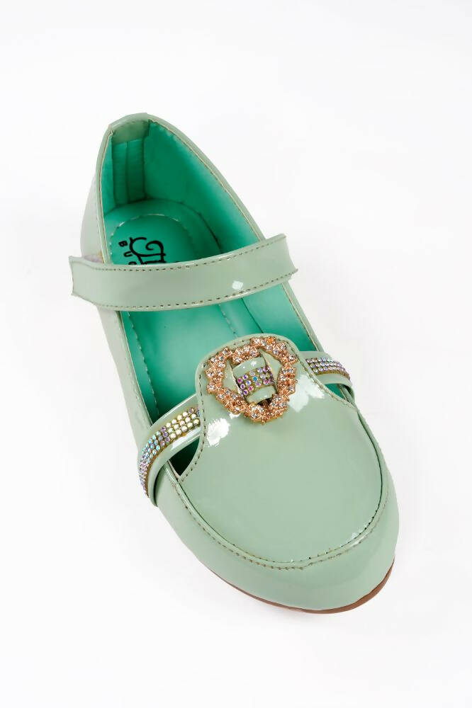 Tiny Bugs Girls Party Wear Velcro Ballerinas - Green  Grab2Buy Tiny Bugs Grab2Buy