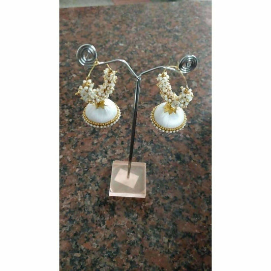 Gold and White Bead Earrings - Grab2buy