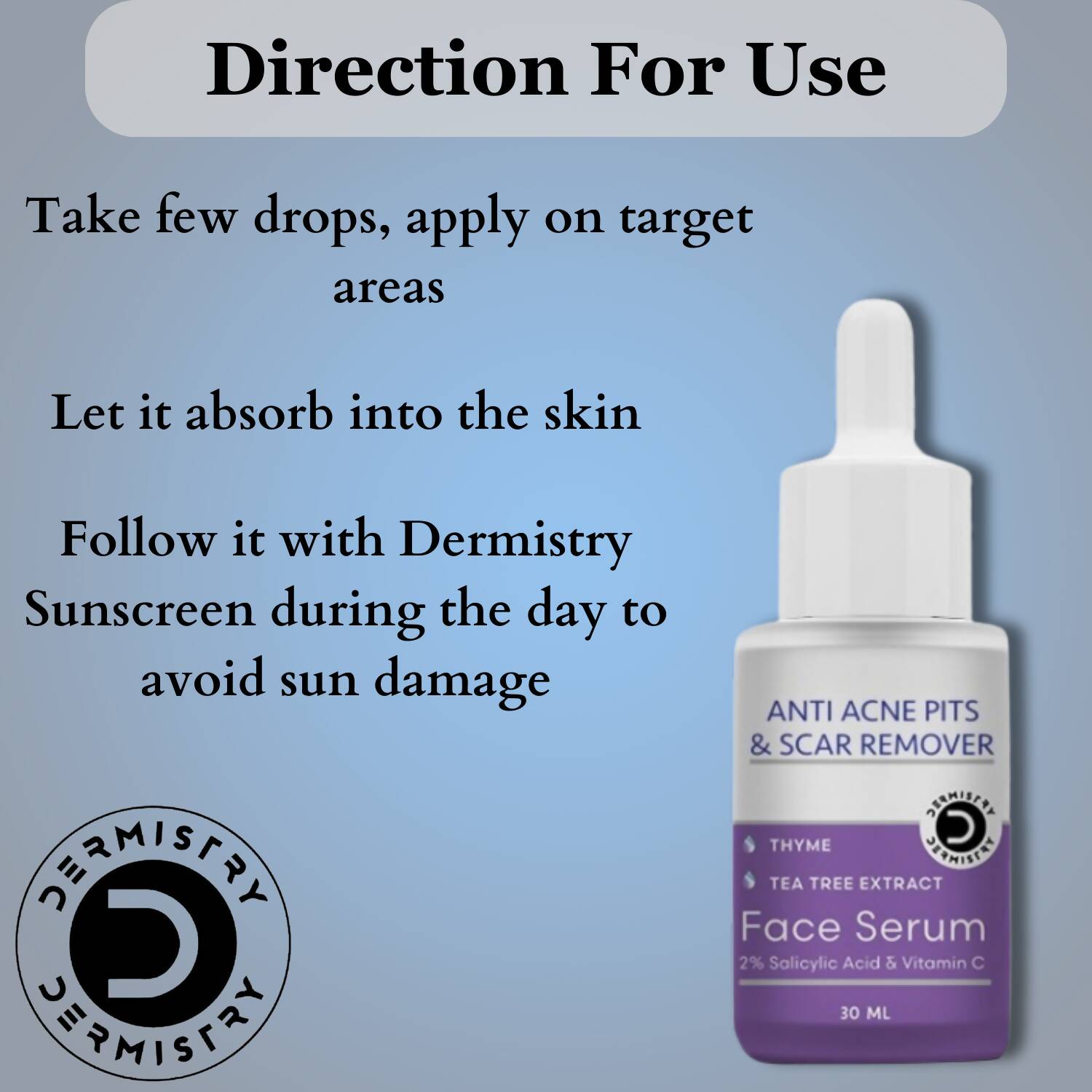 Dermistry Salicylic Acid Anti Acne Face Serum & Anti Acne Foaming Face Wash 