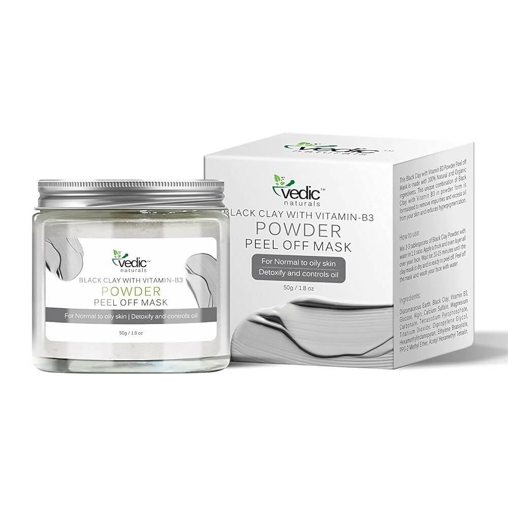 Vedic Naturals Black Clay With Vitamin-B3 Powder Peel Off Mask  Grab2Buy Vedic Naturals Grab2Buy