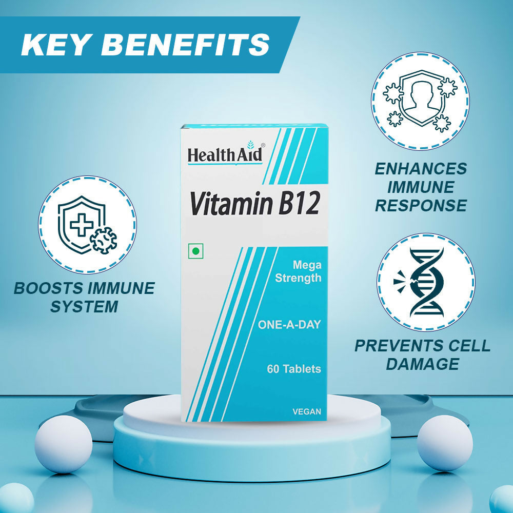 HealthAid Vitamin B12 1000 mcg Mega Strength Tablets - Limited Time Offer HealthAid