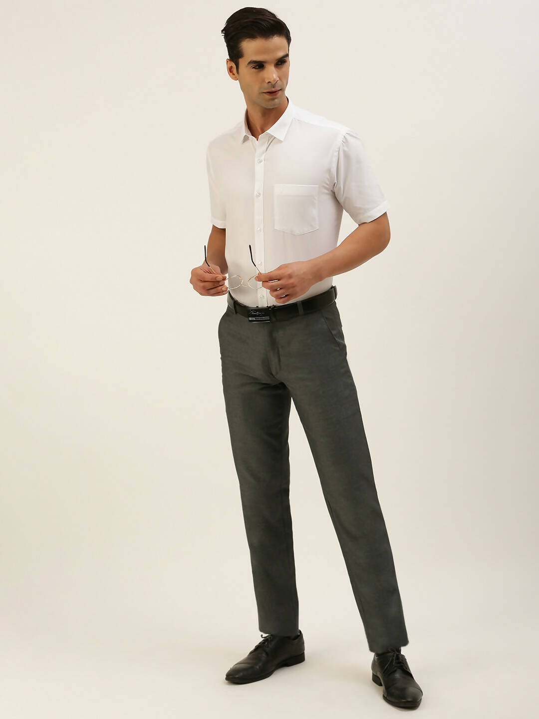 Ramraj Cotton Mens Half Sleeve White Shirt Plus Size - Minister Cotton 