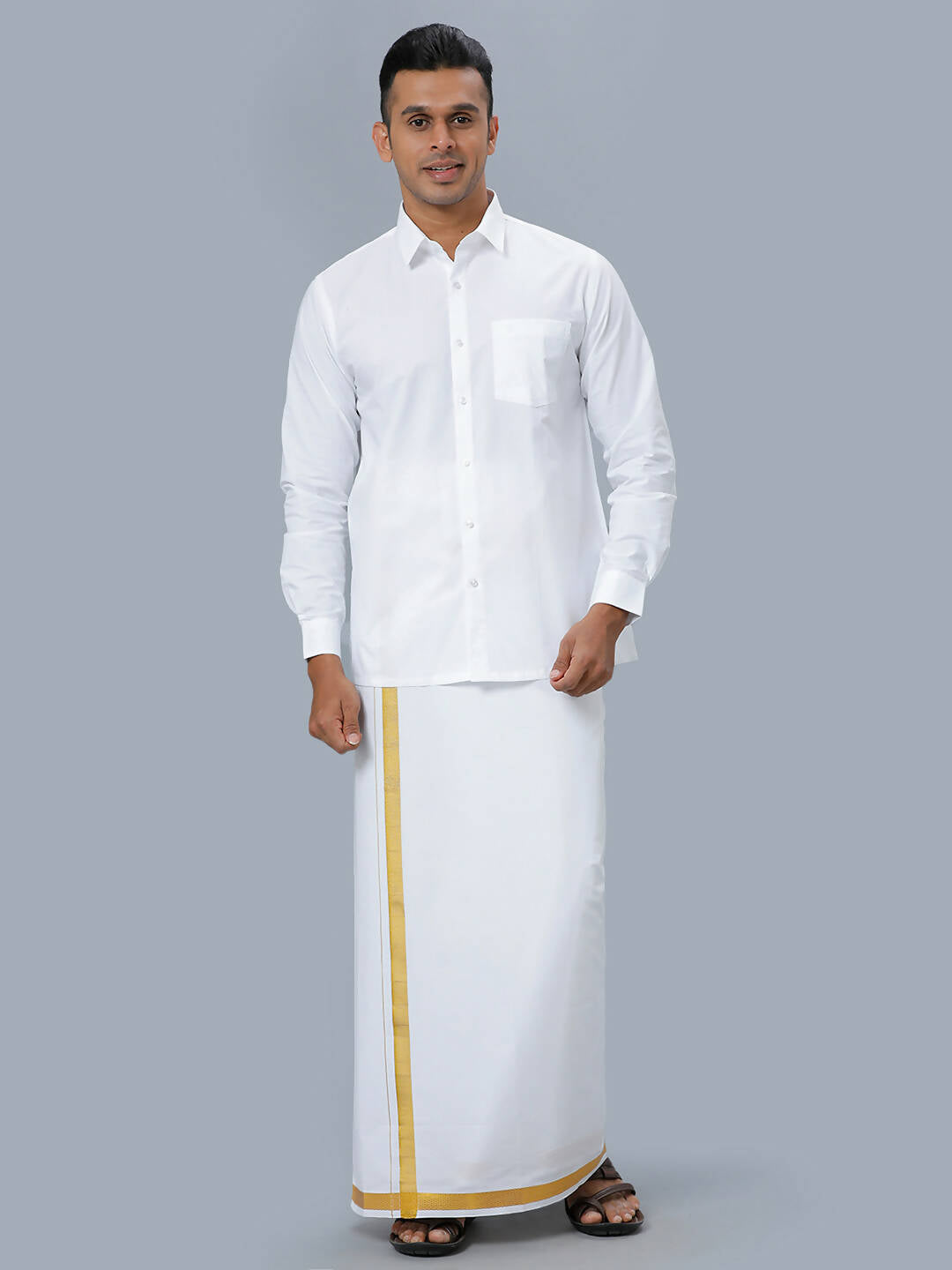 Ramraj Cotton Mens Full Sleeve Formal 100 % Cotton White Shirt 