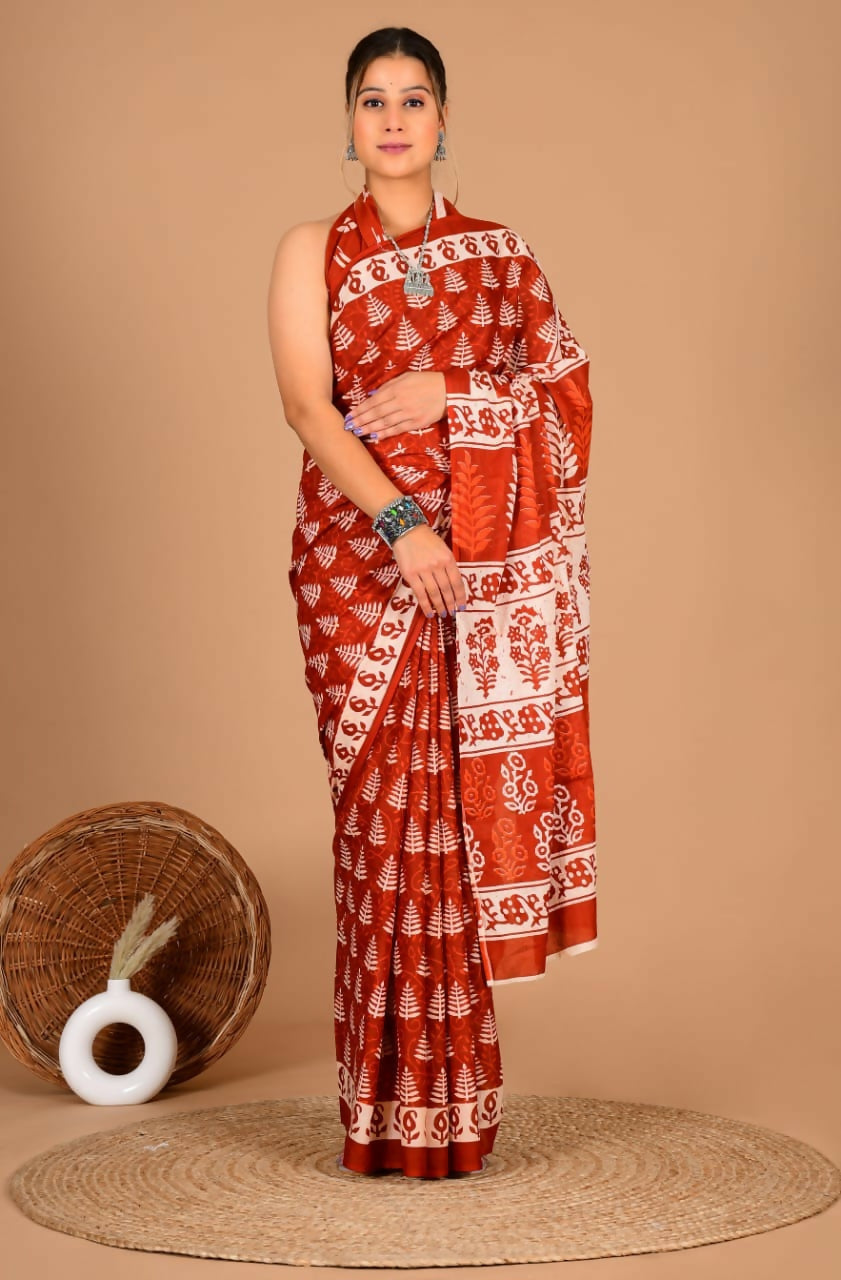 Exclusive Collection Red Beautiful Mulmul Cotton Grab2Buy 