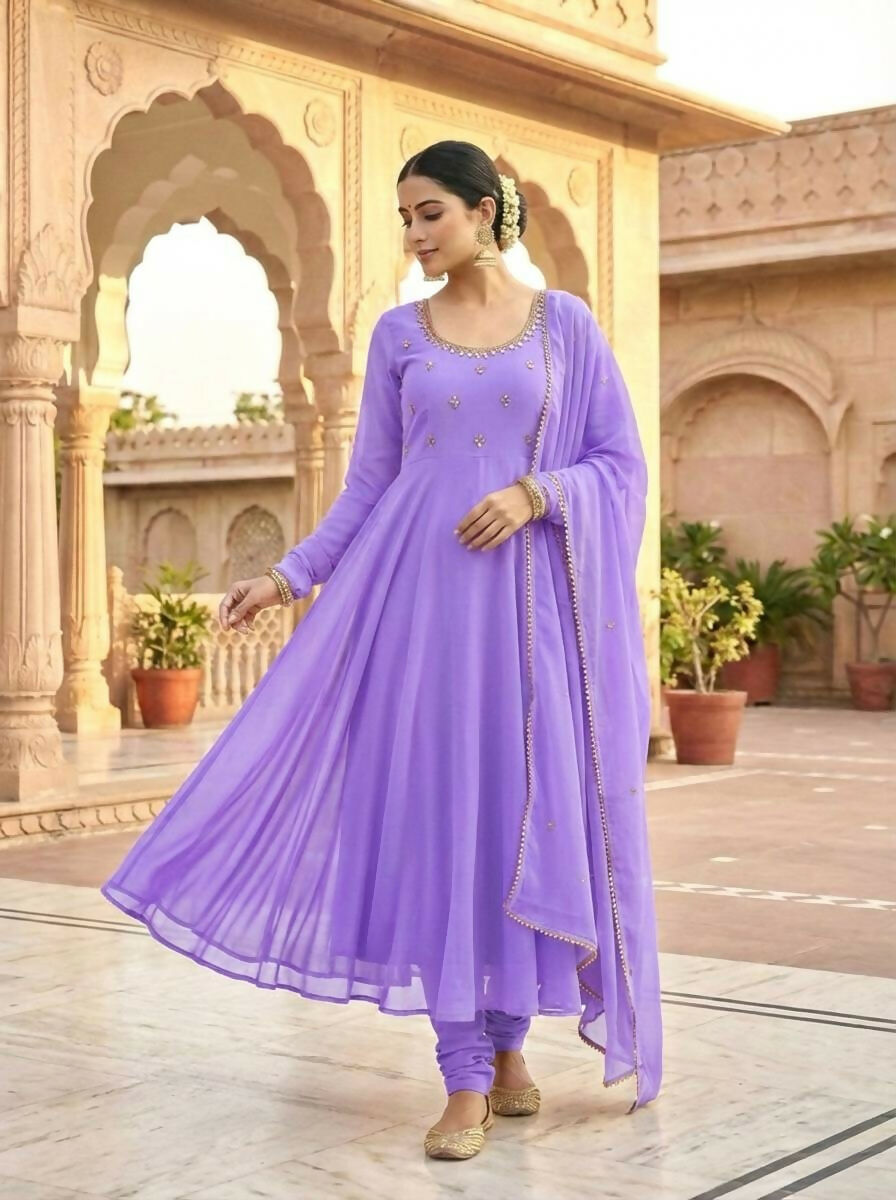 Teeya Creation New Trendy Stylish Anarkali Gown Set - Lavender