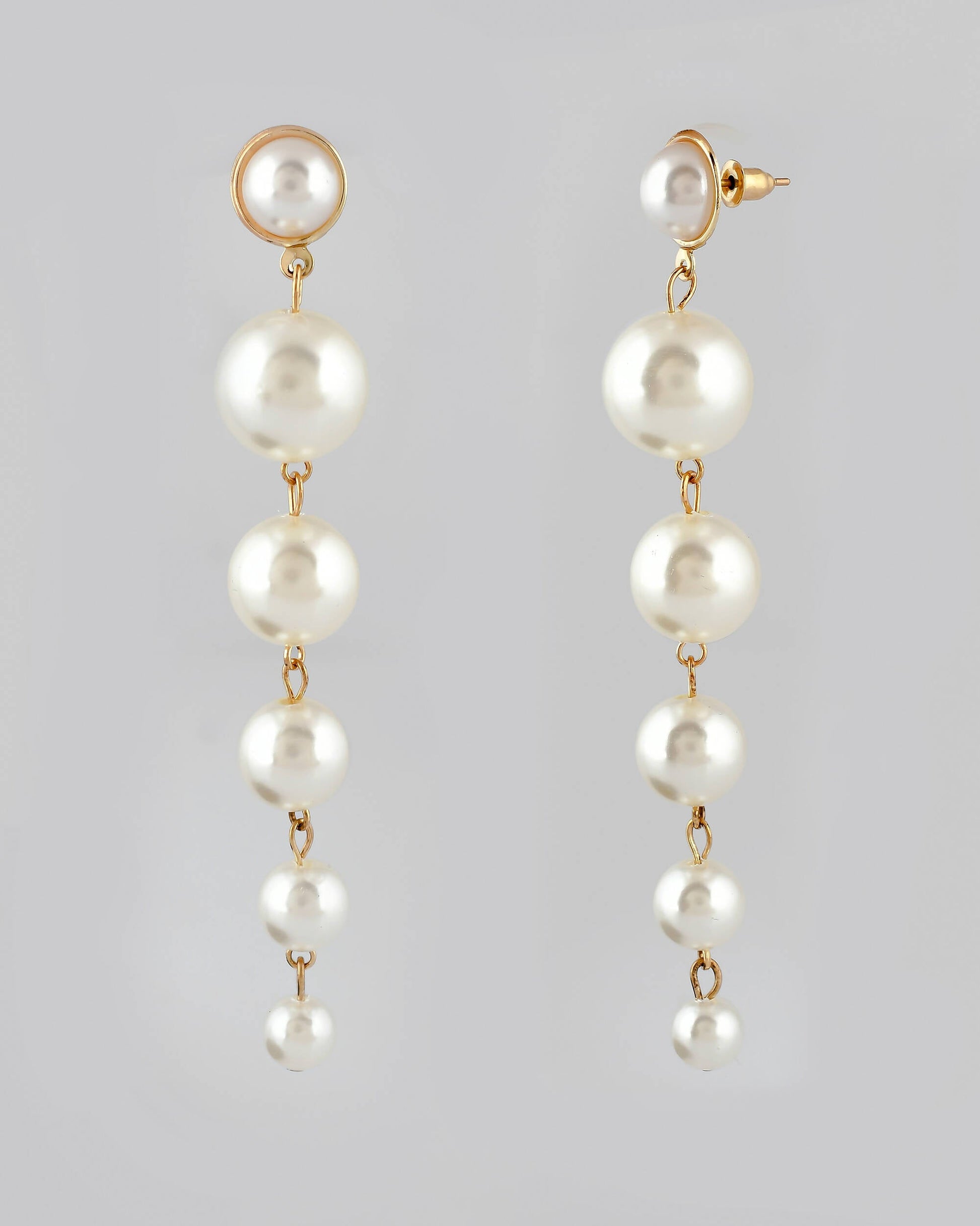 VOJ Women Gold Tone Pearl Stainless Steel Drops & Danglers Earrings - Grab2buy