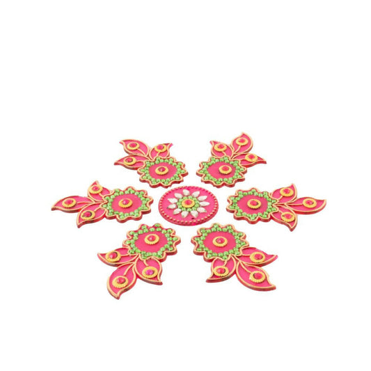 Kundan HandiKrafts Designer Flowed Rangoli Pink (Baby) - Grab2buy