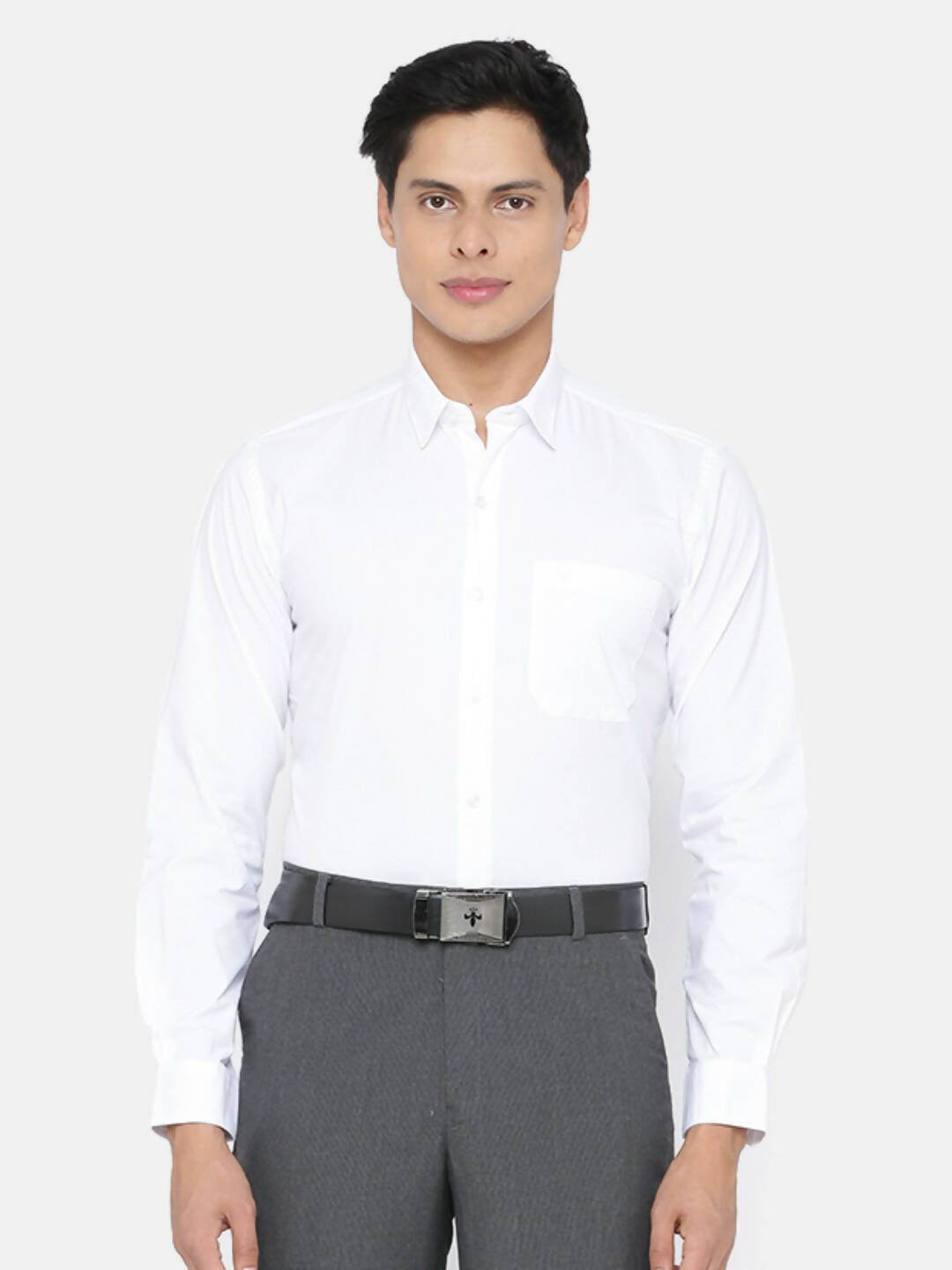 Ramraj Cotton Mens Full Sleeve Formal 100 % Cotton White Shirt 