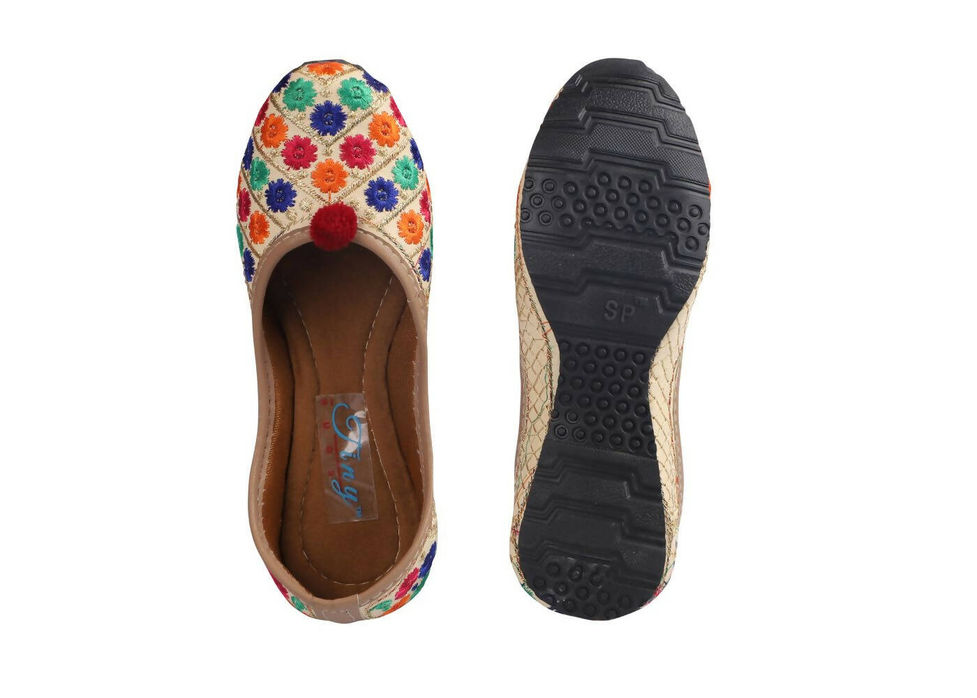 Tiny Bugs Girls Ethnic Floral Embroidered Juttis - Multi  Grab2Buy Tiny Bugs Grab2Buy