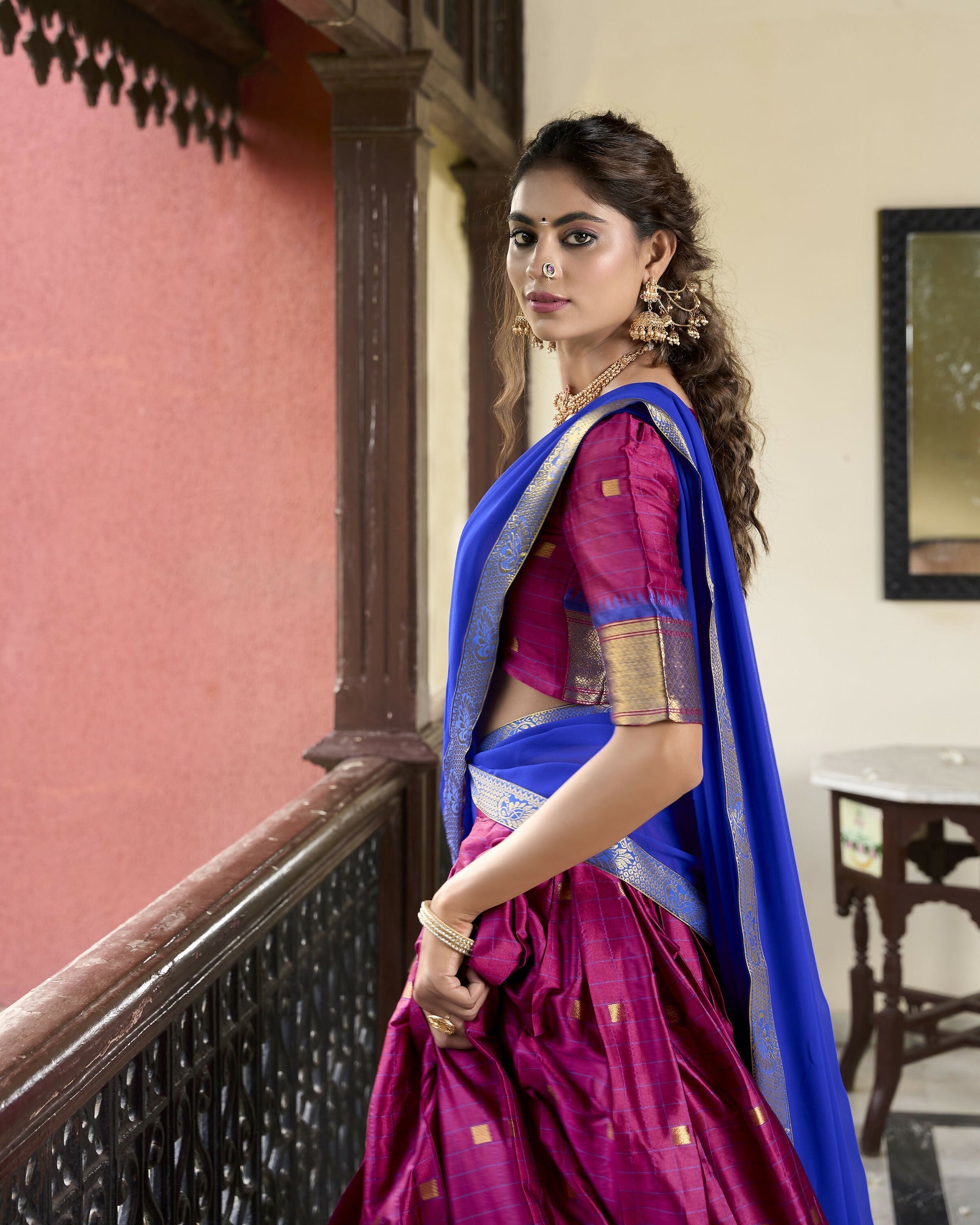 Lorenvalley Ranipink Cotton Silk Weaving Work With Paithani Concept Lehenga Choli 