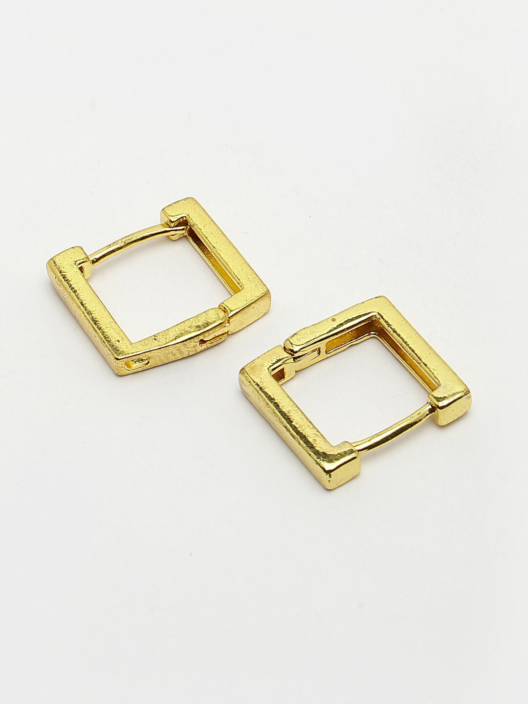 NVR Men's Gold-Plated Geometric Shape Stainless Steel Hoop Earrings - Grab2buy