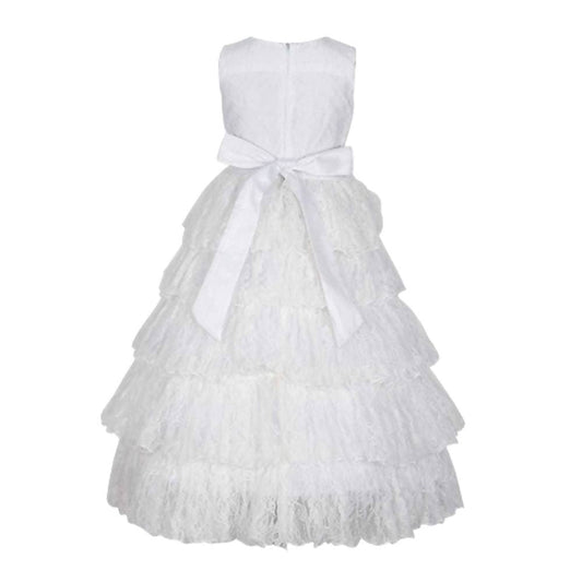 Asmaani Baby Girl's White Colour Satin A-Line Maxi Full Length Dress (AS-DRESS_22110) - Grab2buy
