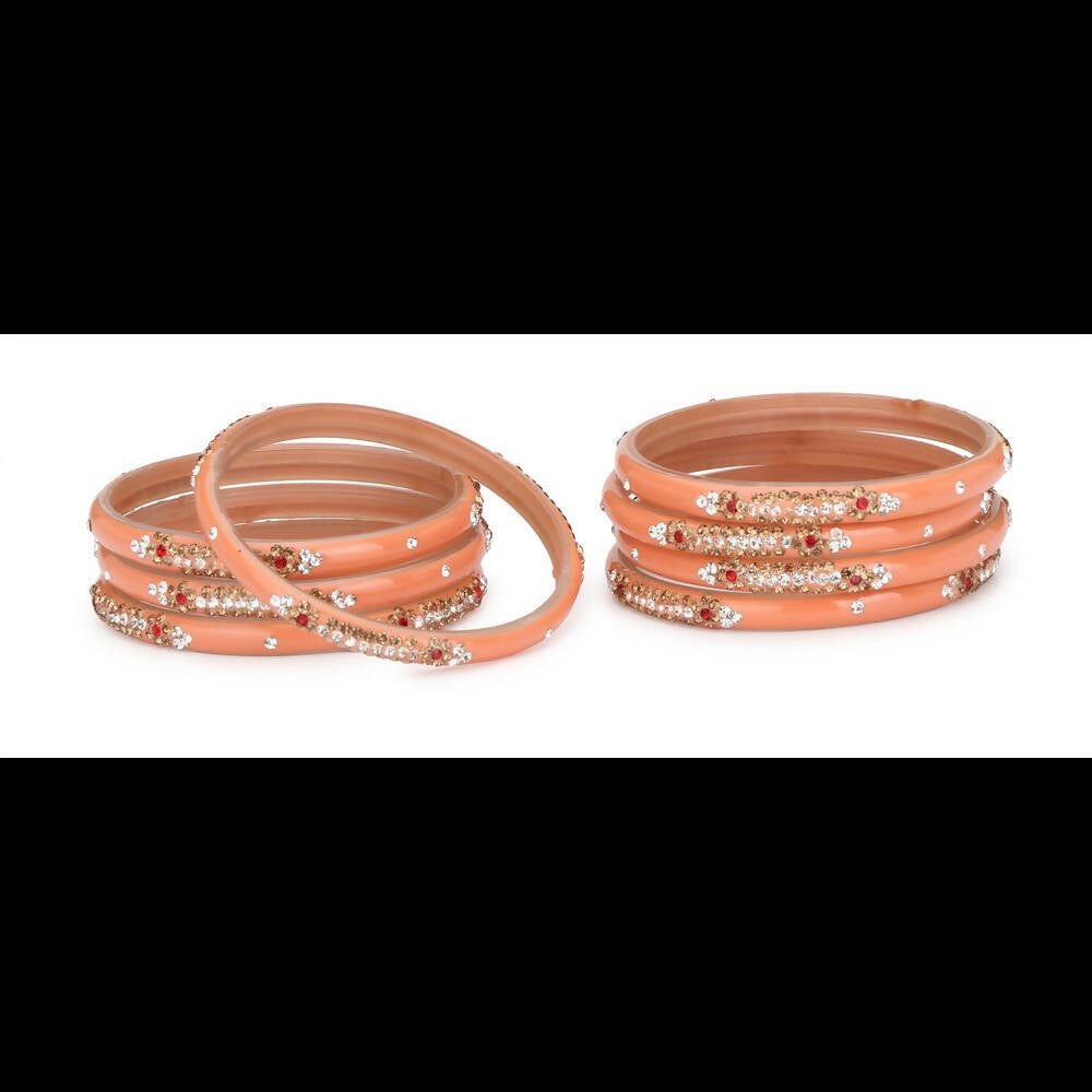 Afast Bridal Wedding & Party Fashionable Colorful Glass Bangle/Kada Set, Pack Of 8 - Pink | Grab2Buy