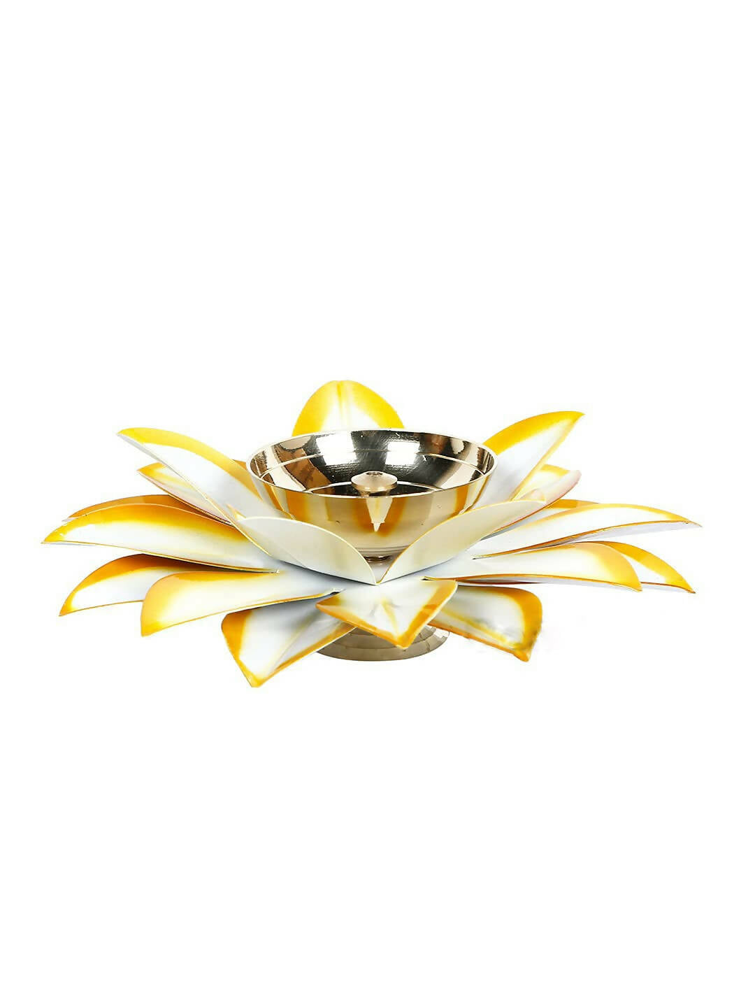 CraftVatika Gold-Toned Lotus Shaped Diya For Pooja 