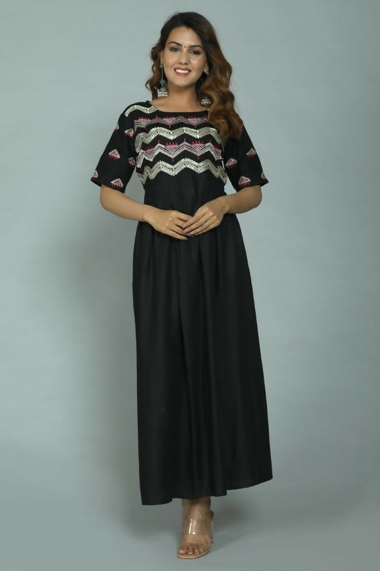 Alvano Printed Stylish Anarkali Kurti for Women and Girls Rayon Embroidery