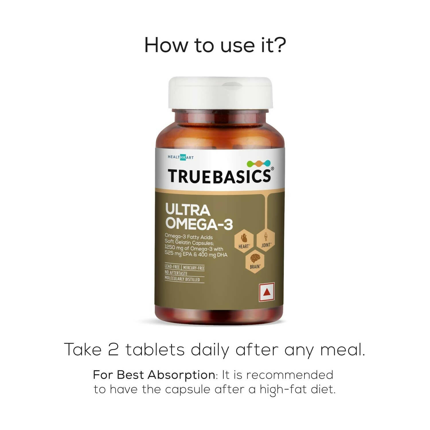 TrueBasics Ultra Omega 3 Fish Oil Capsules for Women & Men 