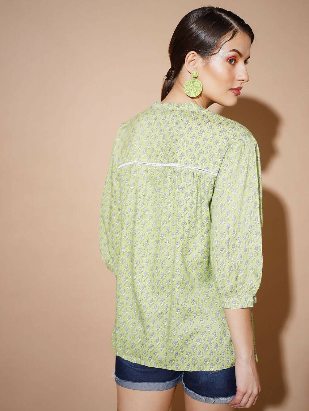Myshka Women Green Ethnic Motifs Tops