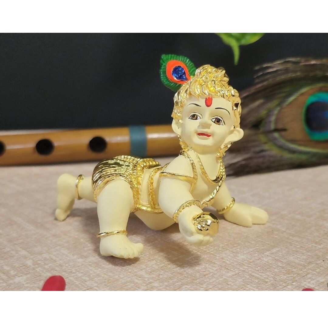 Gold Art India Silver Polished Matte Laddu Gopal Idol 