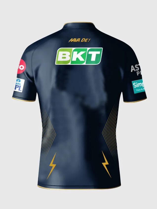 Gujarat Titans Men's Navy Blue And Gold Half Sleeves Jersey IPL, T20 