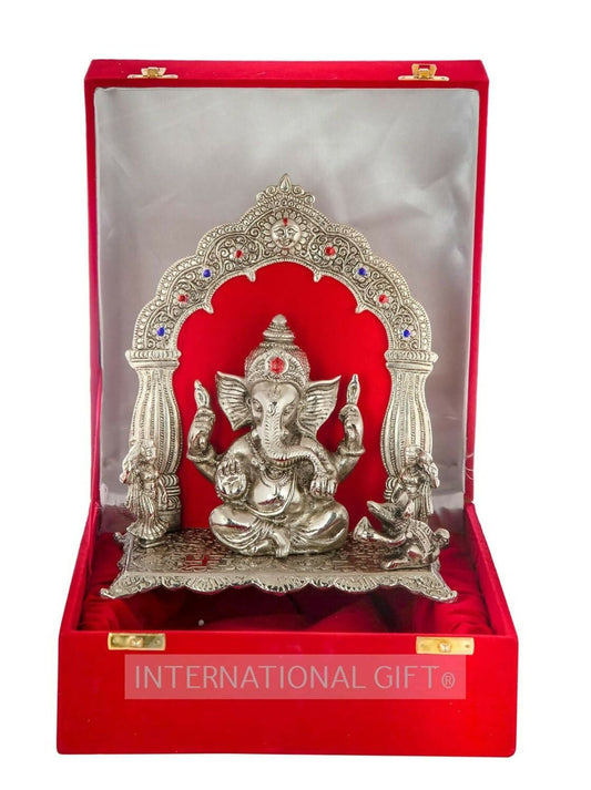 International Gift Silver-Plated Oxidized Finish Ganesha Idol - Grab2buy