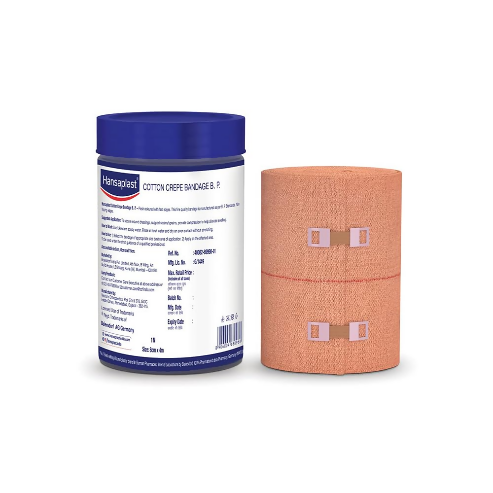 Hansaplast Soft Cotton Crepe Bandage For Pain Relief - 8CM X 4MTR 