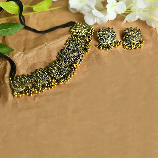Mominos Fashion Johar Kamal Gold-Plated Brass Finish Lotus Design Choker For Women - Grab2buy