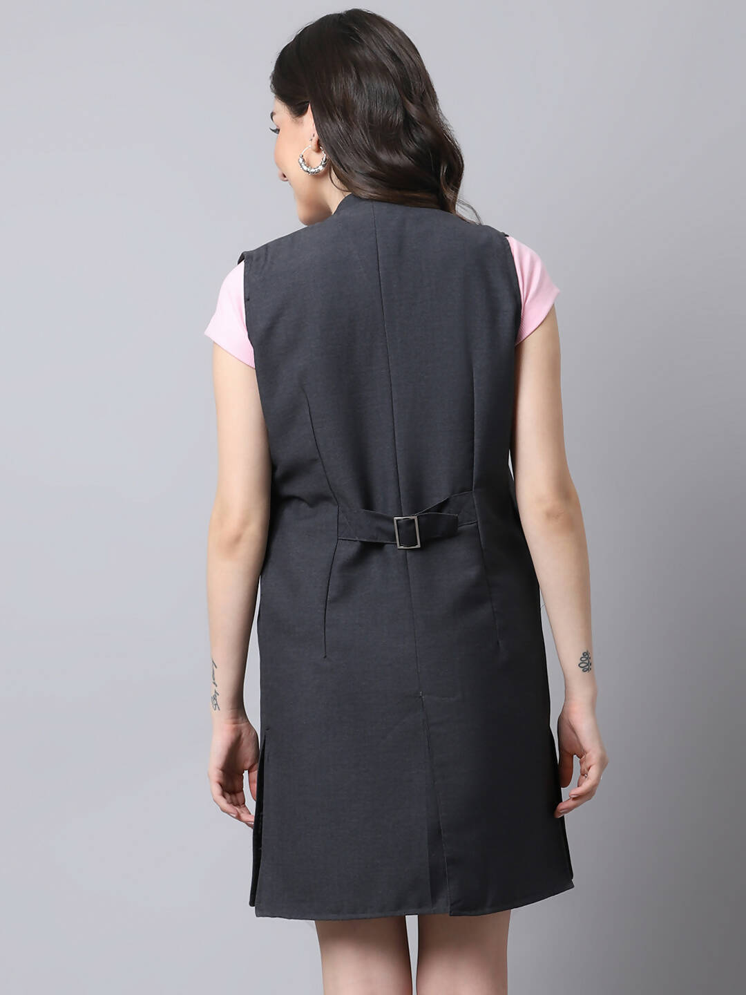 Even Apparels Grey Polywool Open Front Women's Long Coat