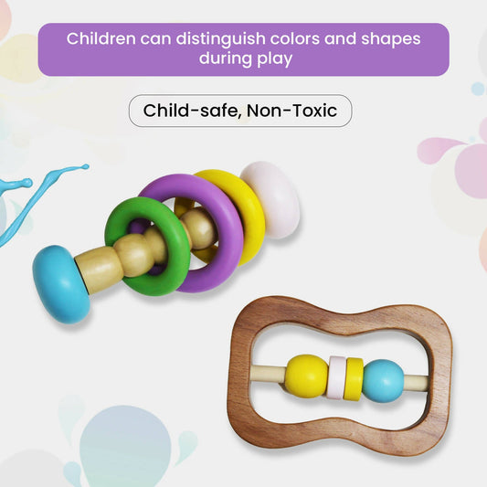 Matoyi Colorful Wooden Rattles For Babies - Set of 2 - Grab2buy
