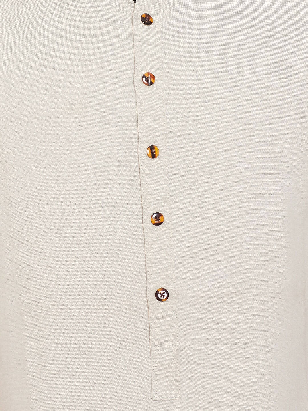 Even Apparels Beige Pure Cotton Men's Kurta With Band Collar
