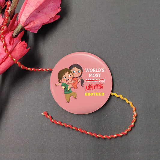 Indianvibez Annoying Brother Metal Rakhi with Fridge Magnet - Kids Rakhi | Grab2Buy