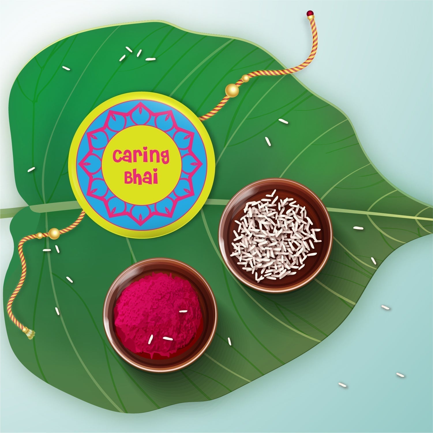 Indianvibez Caring Bhai Metal Rakhi with Fridge Magnet - Kids Rakhi - Swadesiicart