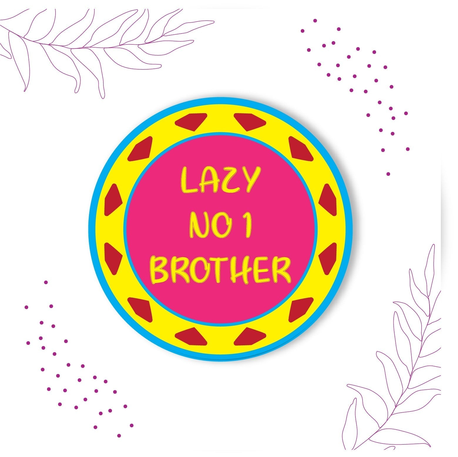 Indianvibez Lazy No 1 Brother Metal Rakhi with Fridge Magnet - Kids Rakhi - Swadesiicart