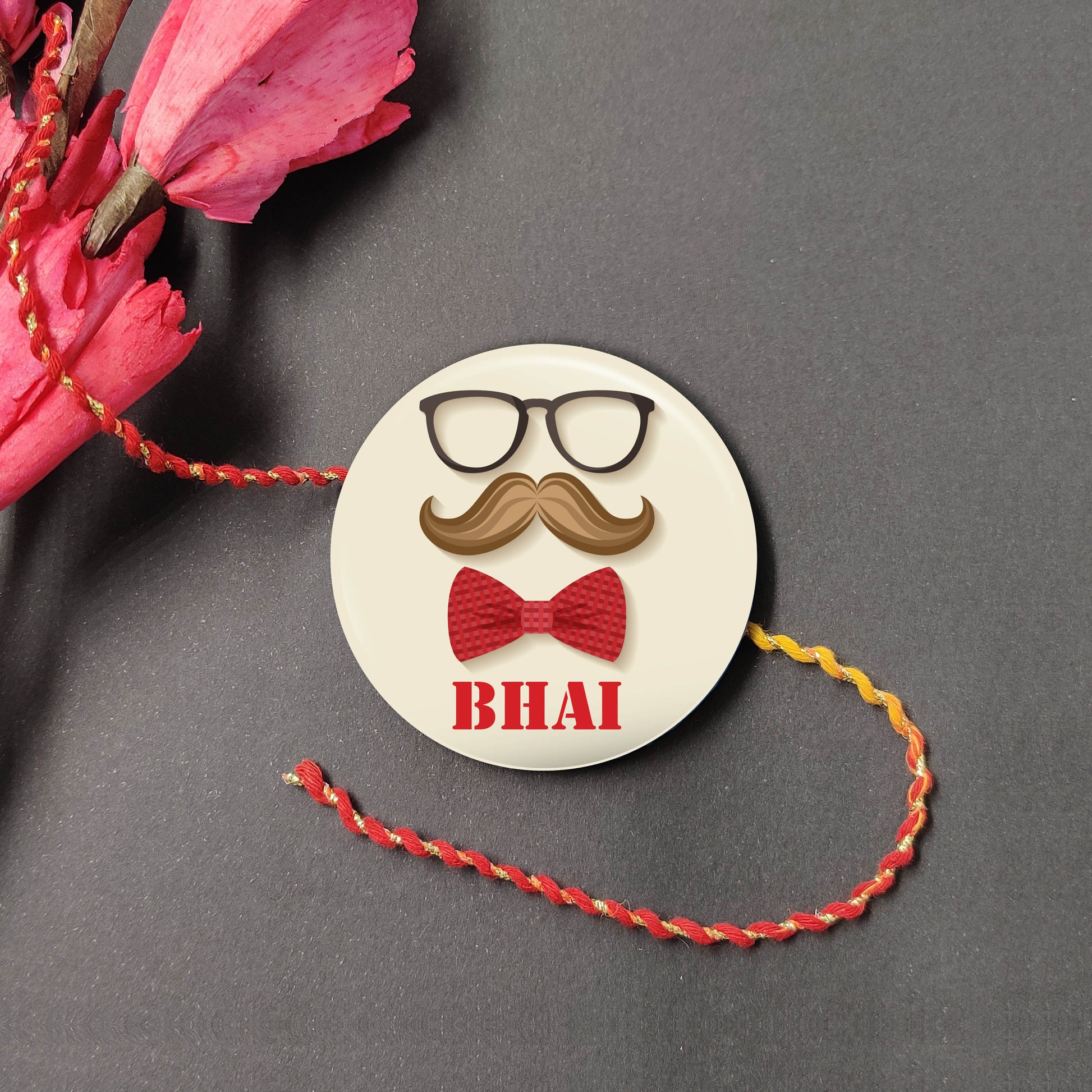 Indianvibez Moustache Bhai Metal Rakhi with Fridge Magnet - Kids Rakhi | Grab2Buy