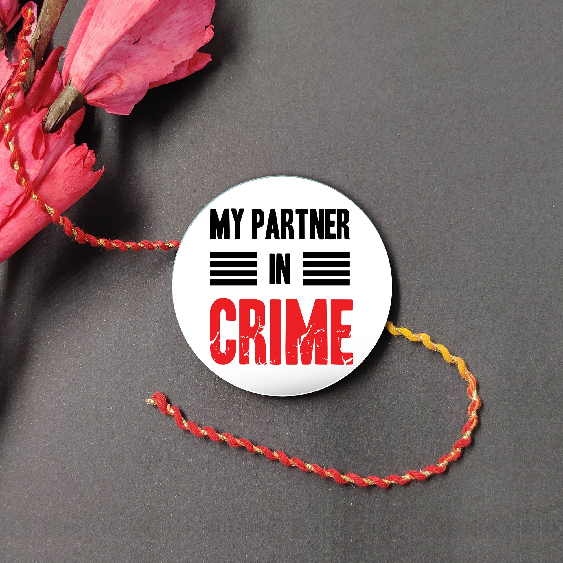 Indianvibez Partner in Crime Metal Rakhi with Fridge Magnet - Kids Rakhi | Grab2Buy