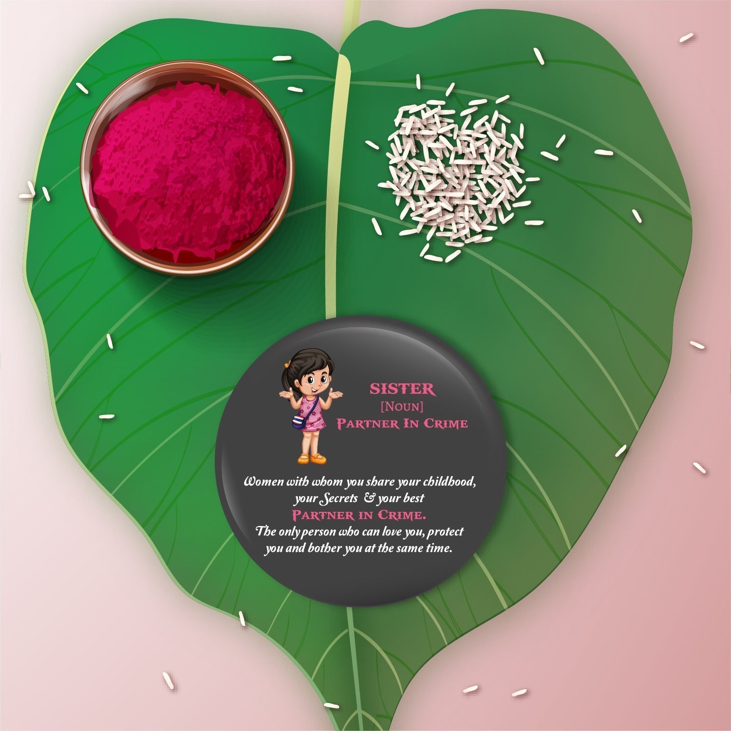 Indianvibez Sister Metal Rakhi/Lumba with Fridge Magnet - Kids Rakhi - Swadesiicart