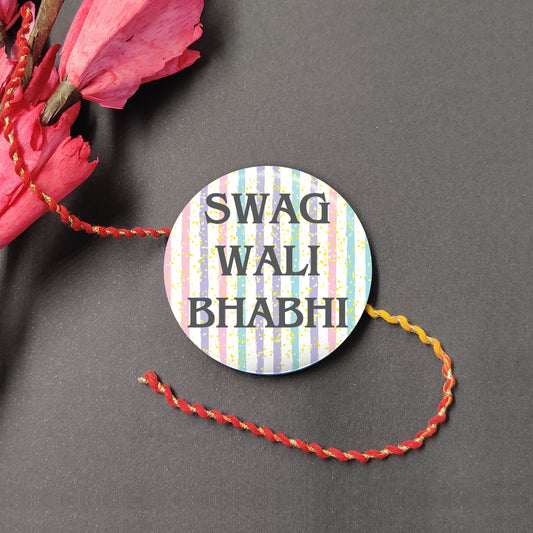 Indianvibez Swag Wali Bhabhi Metal Rakhi/Lumba with Fridge Magnet - Kids Rakhi | Grab2Buy