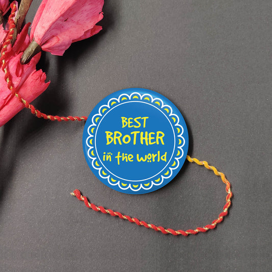 Indianvibez World Best Brother Metal Rakhi with Fridge Magnet - Kids Rakhi | Grab2Buy