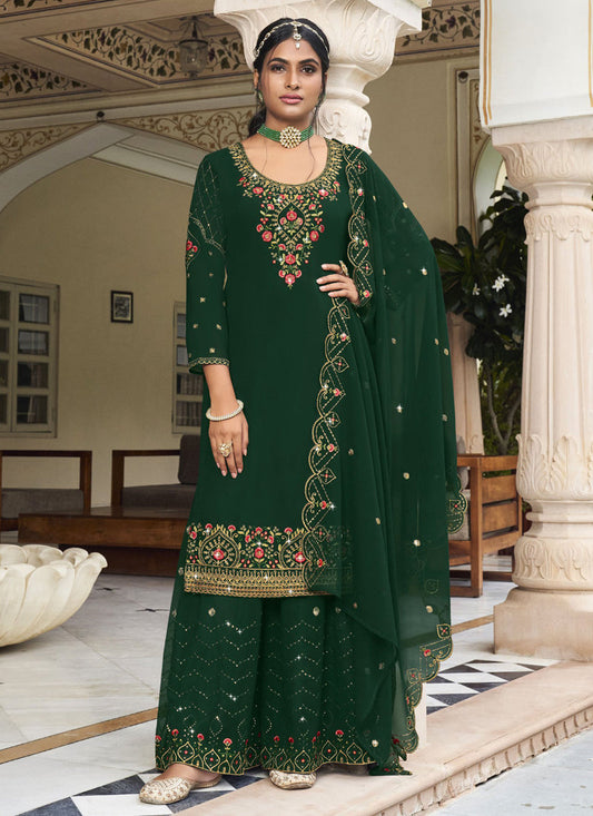 Vegaa Fashion Green Georgette Embroidery Designer Sharara Suit  Grab2Buy Vegaa Fashion Grab2Buy