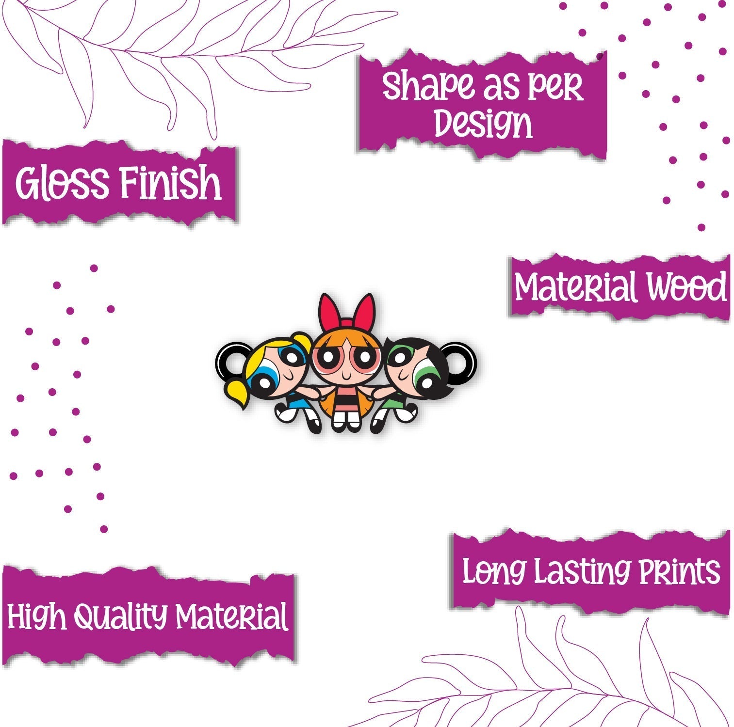Indianvibez Powerpuff Girls Wooden Rakhi, Cute Rakhi Lumba for Sister, Bhabhi - Kids Rakhi - Swadesiicart