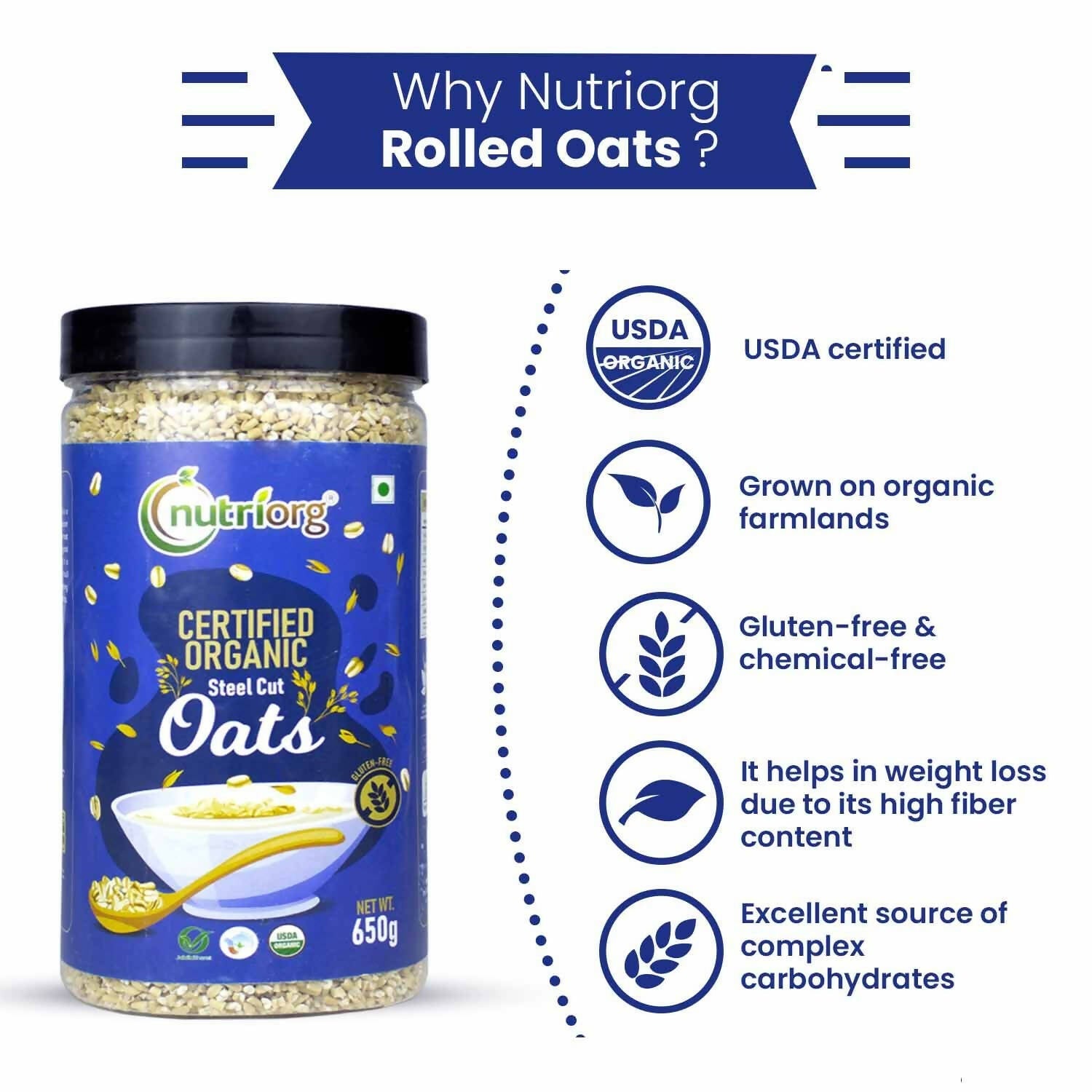Nutriorg Certified Organic Steelcut Oats - Grab2buy